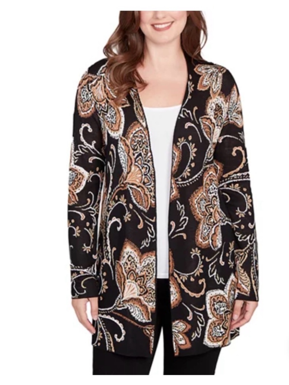NWT Ruby RD  Women’s Size Large Floral Jacquard Cardigan Sweater Multi Color $75